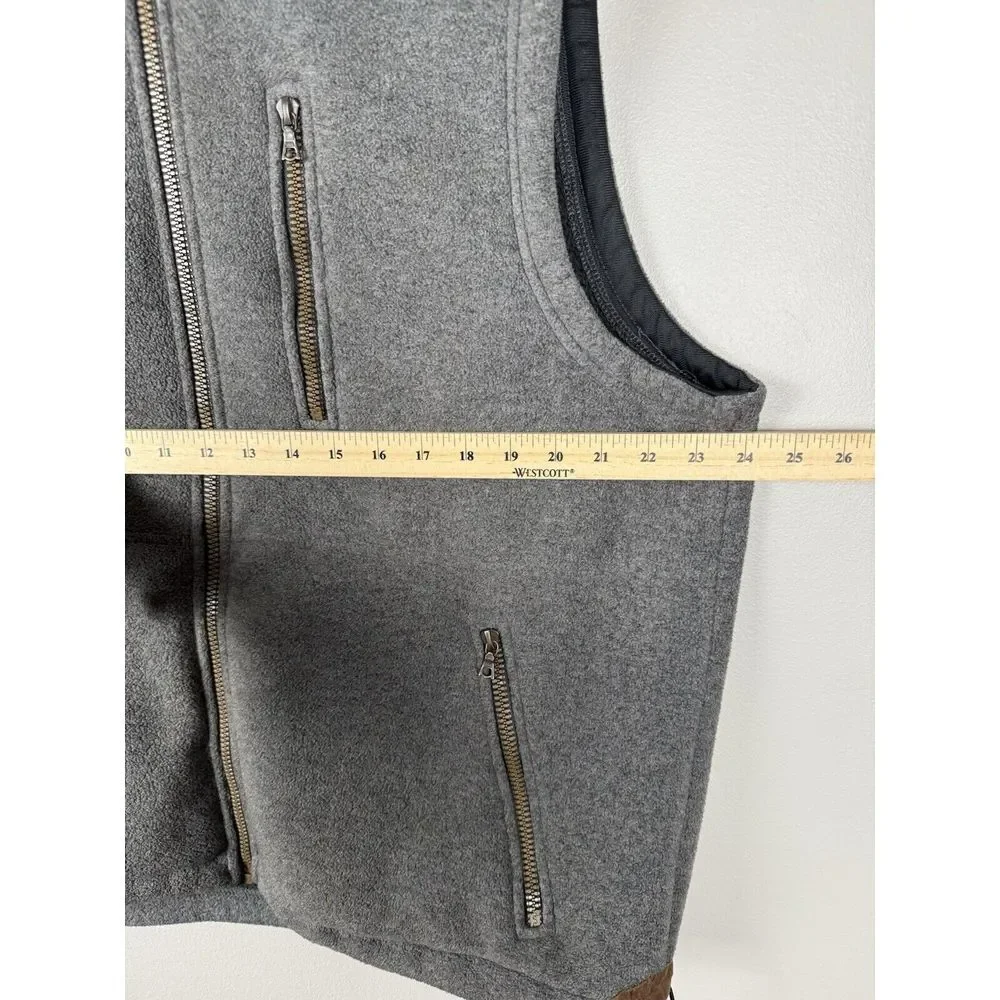Orvis Men's Fleece Vest Gray Zip Faux Sherpa Collar Size Large Gorpcore Outwear‎